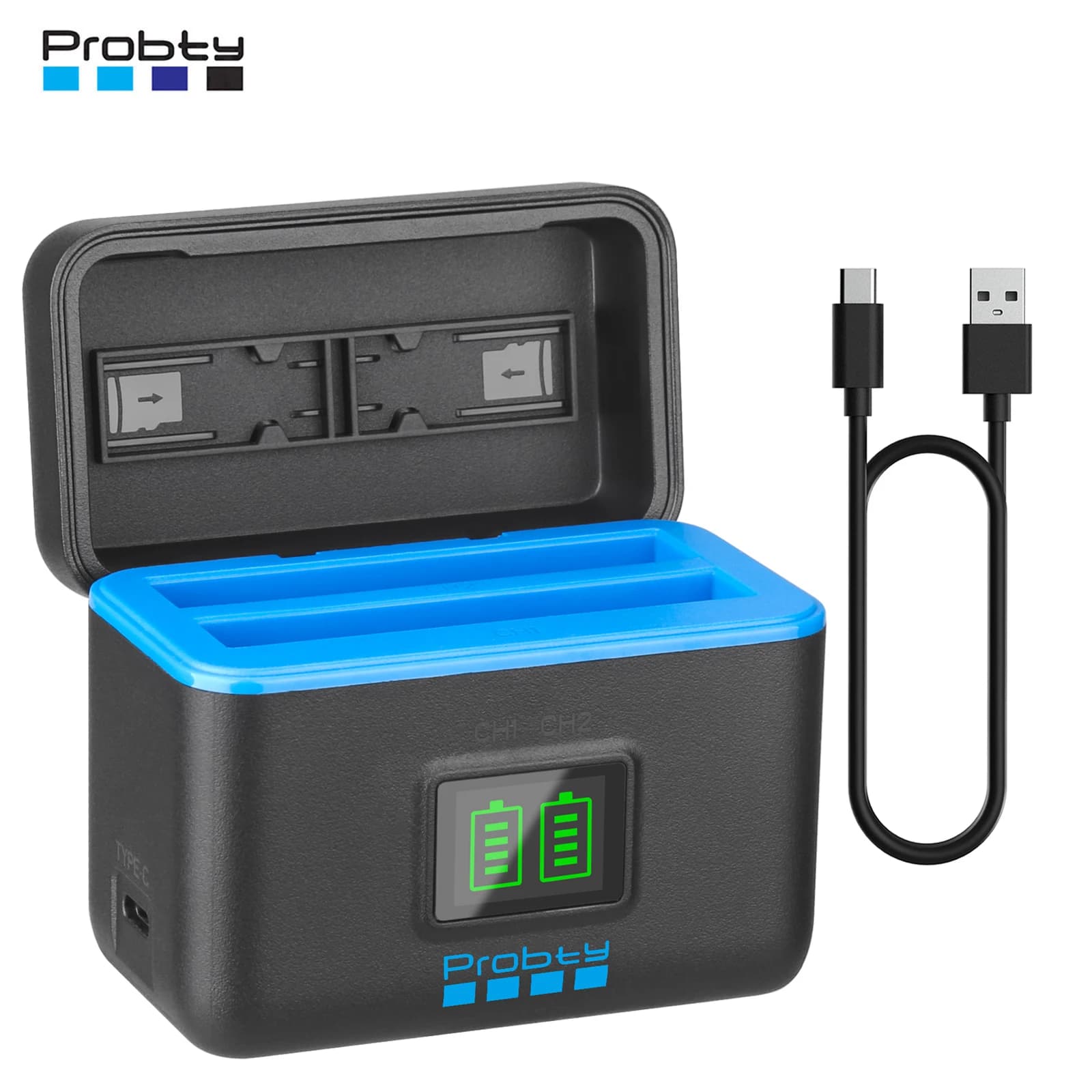 Per Insta360 X5 Caricabatteria portatile 2 slot Ricarica rapida per Insta360 X5 Batteria LED Scatola di immagazzinaggio Accessori