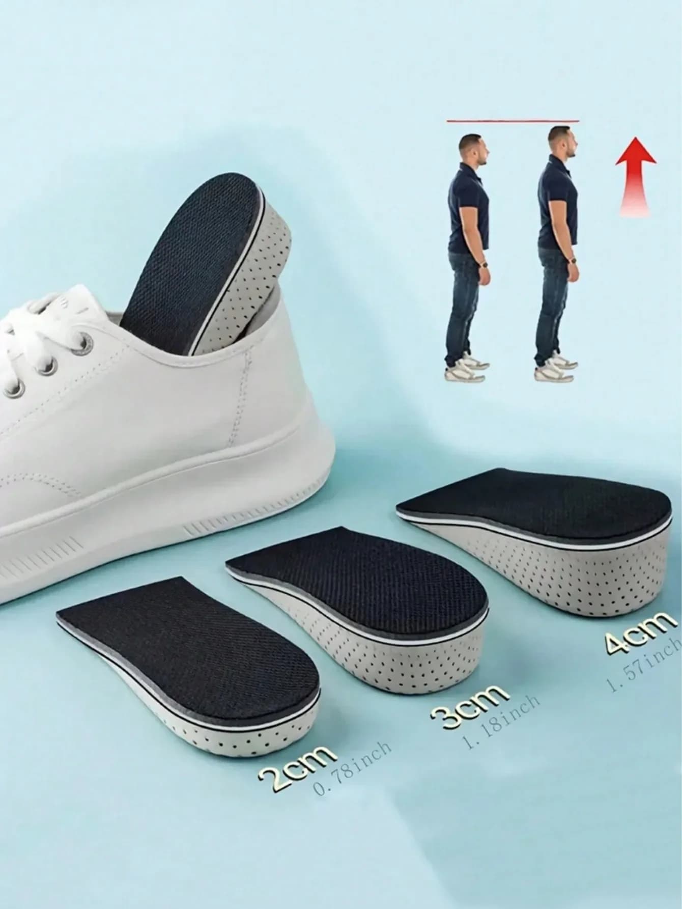 1 paio di solette unisex traspiranti in EVA elastiche per aumentare l'altezza, per scarpe da ginnastica da uomo e da donna, scarpe da corsa.