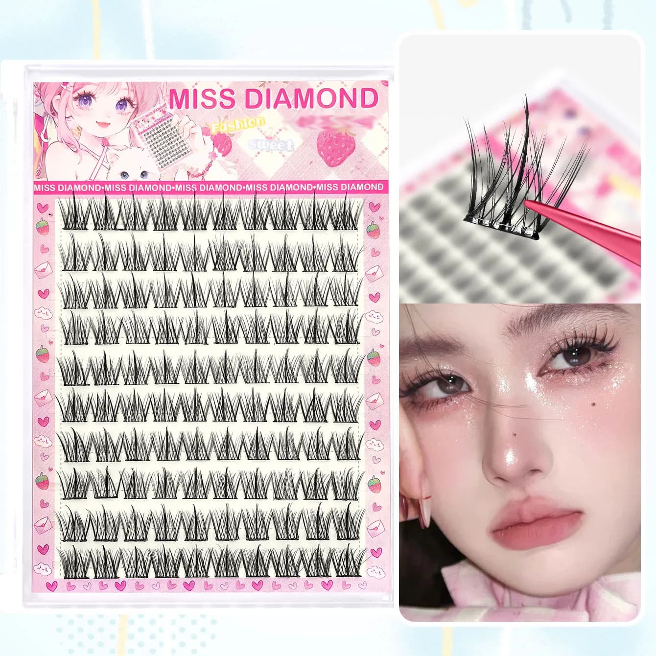 10 Mixed Files 10-12mm Natural C-Curl Without Collar and Light Design for Easy Application Fai-da-te