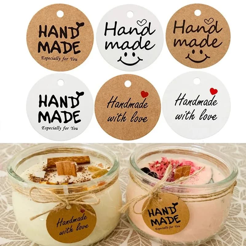 202 etichette regalo in carta Kraft, etichette fatte a mano, fai da te, bomboniere per matrimoni, confezioni per candele, forniture artigianali, cartellini da appendere