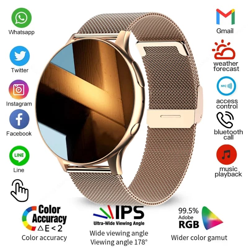 Smartwatch 2026 with Bluetooth Calls, Cardiac Frequency Monitoring and Blood Pressure, Waterproof IP67, for Men and Women, Compatible with Android and iOS