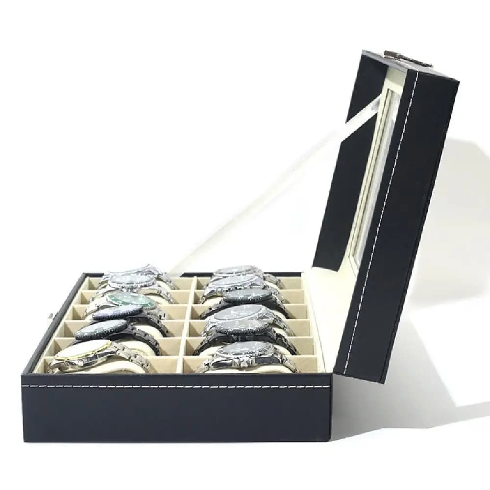 Scatola Porta Orologi con Chiusura, Cuscini Rimovibili, Cofanetto in Pelle per Gioielli, 2/3/6/10/12 Scomparti, Espositore per Orologi in Tessuto Floccato