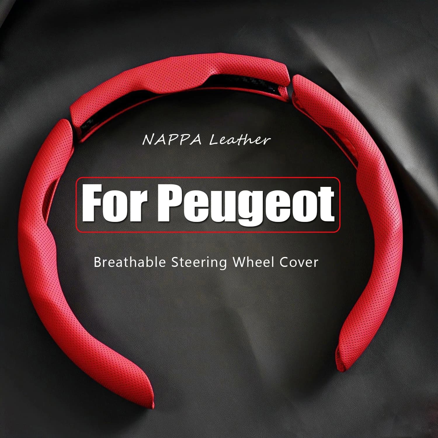 Set di 3 Coprivolante in Pelle Nappa per Peugeot 208 308 408 508 E-308 E-408 E-2008 E3008 508WV, Accessori Auto