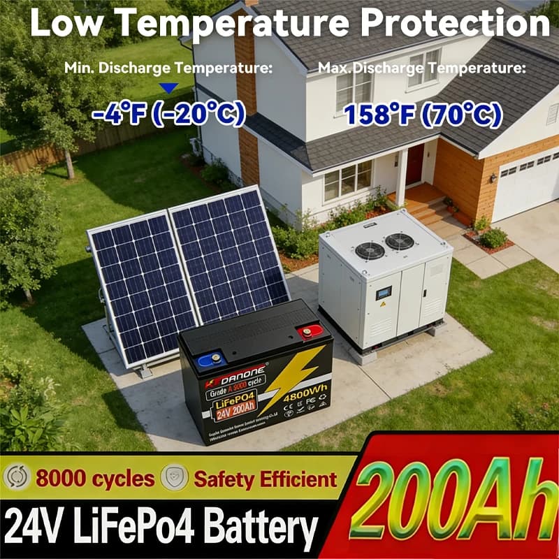 Battery LIFEPO4 200AH 24V 32700 Integrated with BMS 200A for RV, Solar, Rechargeable Externally, Litio Ferro Fosfato