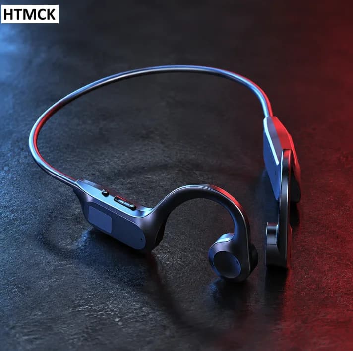 HTMCK X7 Wireless Bluetooth Earphones, Sports-Style Air-Conducting LED Battery Display, Memory Card Insertion Support