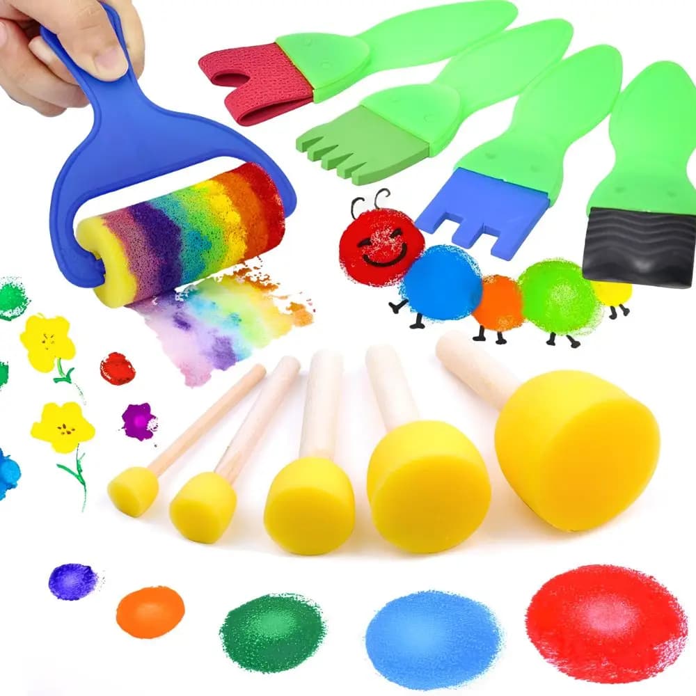 Set di 4 Pennelli in Spugna per Pittura, Rulli in Schiuma per Texture e Motivi, Strumenti per Disegno Artistico e Graffiti Fai-da-Te YMY