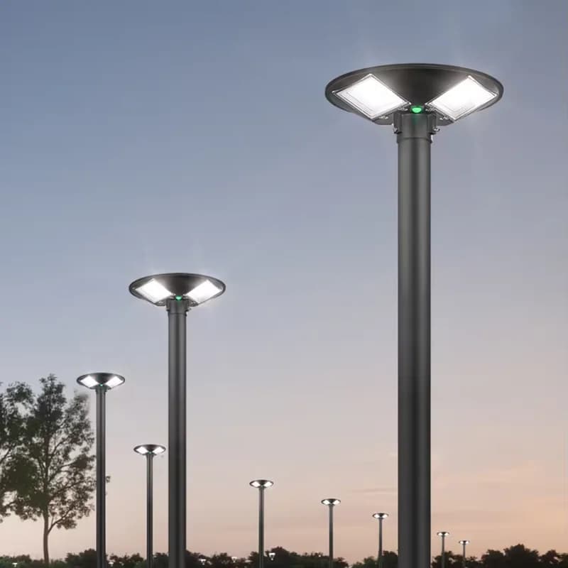 Solar UFO Lamp Courtyard High Pole Lighting Outdoor Waterproof Round Home Villa Garden Dew Table Lamp