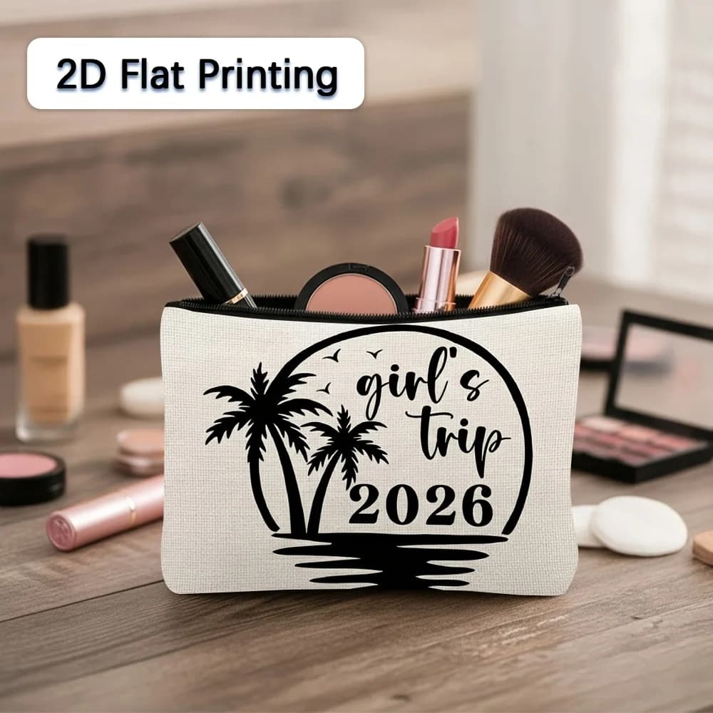 Borsa Cosmetica con Logo Girls Trip 2026, Leggera e Portatile, Adatta per Palestra e Viaggi, Compatta per Uso Quotidiano e Stoccaggio