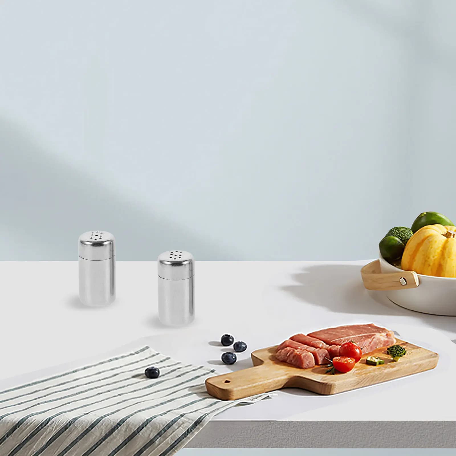 Set da 6 Pezzi di Saliera e Pepiera da Viaggio in Acciaio Inossidabile, Barattoli Regolabili per Spezie con Borsa Portatile per Campeggio e Cucina