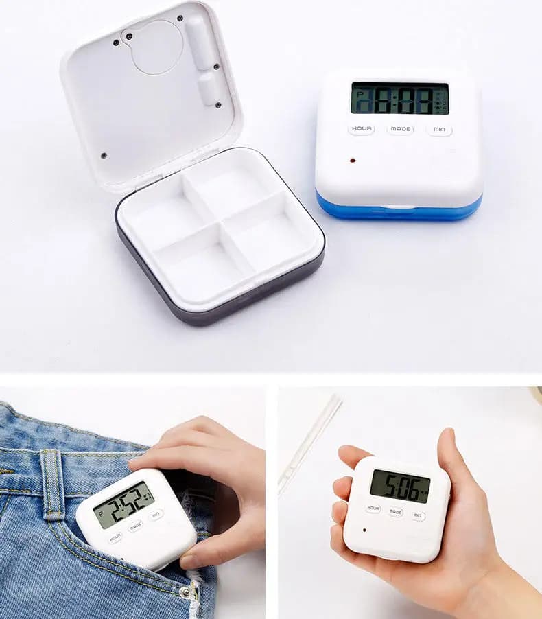 Portapillole intelligente Organizzatore Scatola di immagazzinaggio in plastica Contenitore Portapillole portatile Kit di pronto soccorso settimanale Cappello per tavolo