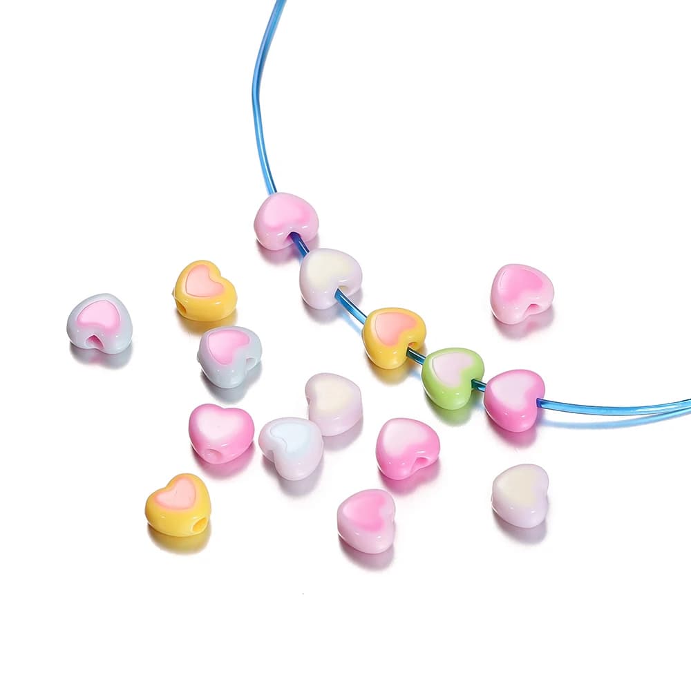 50/100pcs 6.5*8mm Acrylic Love Heart Shape Cute Charm Loose Spacer Beads for Jewelry Making DIY Bracelet Necklace Accessories