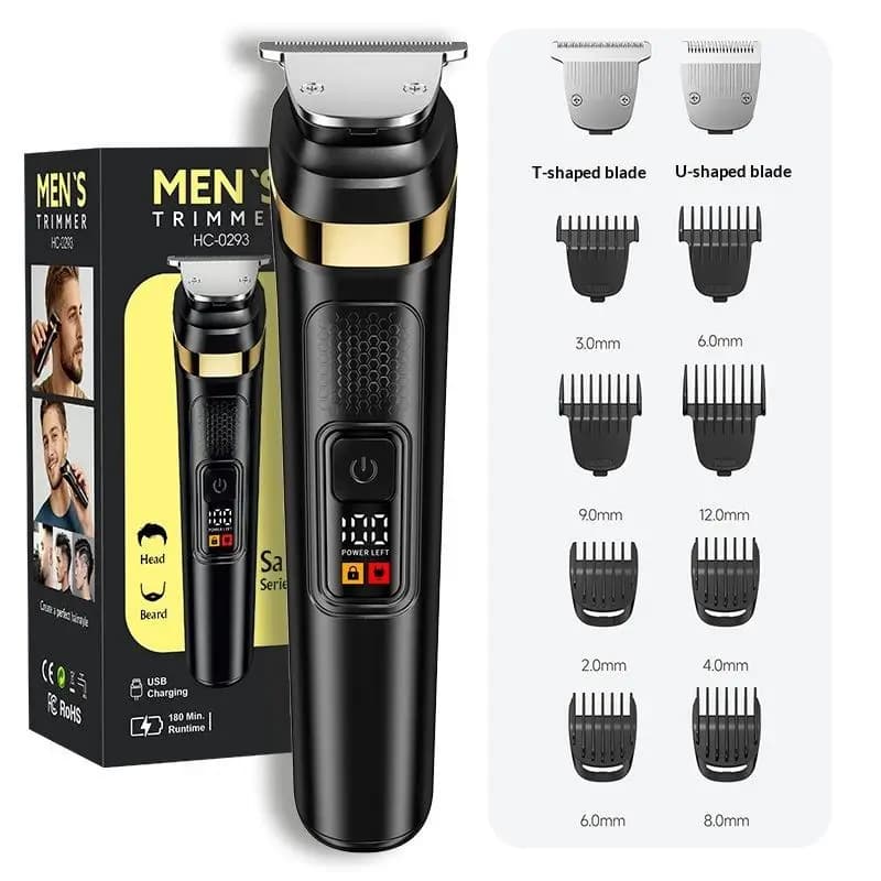 Professional 2 in 1 Hair Beard Trimmer for Men Electric Hair Cutting Machine with LCD Display Rechargeable Hair Clipper