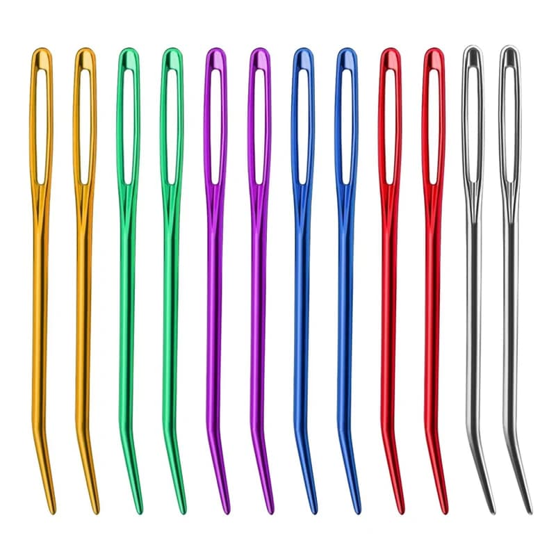 5/10/20Pcs Bent Tip Yarn Needles Large Eye Darning Tapestry Pin Blunt Aluminum Alloy Pin For Crochet Knitting Amigurumi Craft