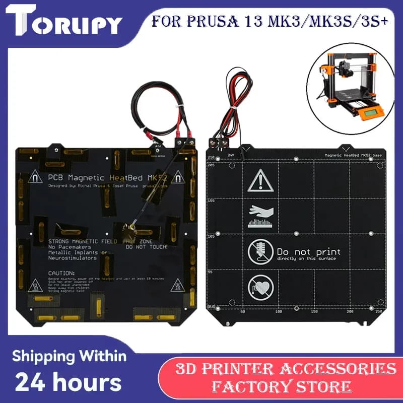 PCB 24V PRUSA i3 MK52 MK3S Hot bed plate with magnetic version 24V 220W Hot sheet Soft magnet Construction plate for 3D printer parts
