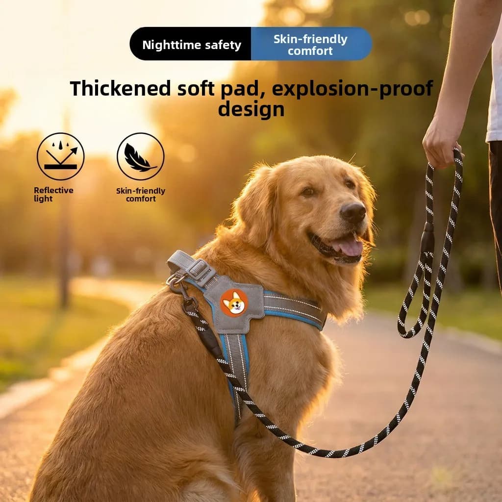 Soft Reflective Space Cotton Dog Leash Breathable Baby Carrier Y-Shaped Dog Walking Rope Glow in the Dark for Small to Medium...