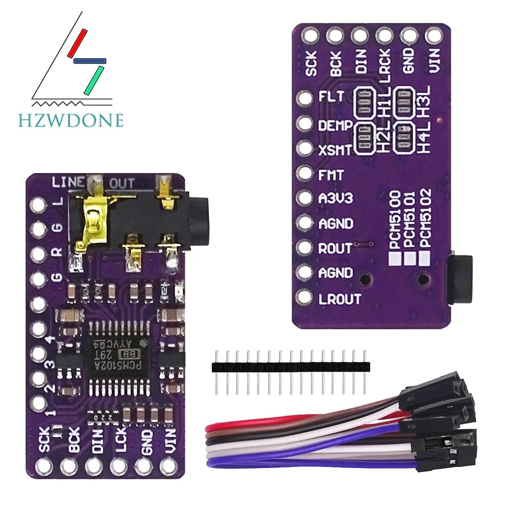 Interface I2S PCM5102A DAC GY-PCM5102 I2S Reader Module for Raspberry Pi pHAT Format Card PCM5102