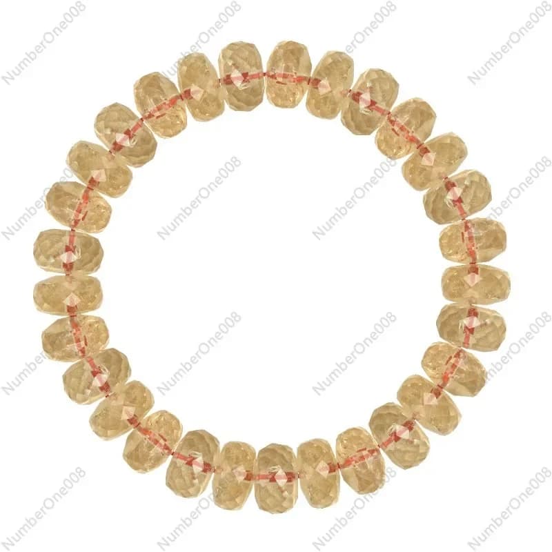 Bracciale in Citrino Naturale, Gioielli in Cristallo con Perle Sfaccettate per Donne