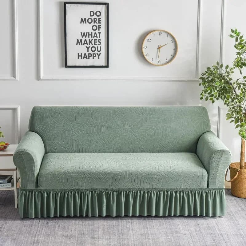 1pc Jacquard Sofa Slipcover Non-slip Stretch Sofa Cover Skirt Couch Cover for Bedroom Office Living Room Home Decor