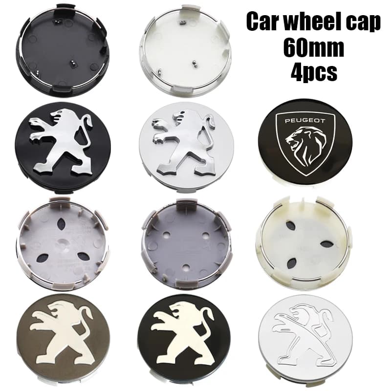 4 pz 60mm Peugeot logo emblema ruota auto centro ruota coprimozzo auto Rim refit antipolvere badge copre adesivo accessori per lo styling