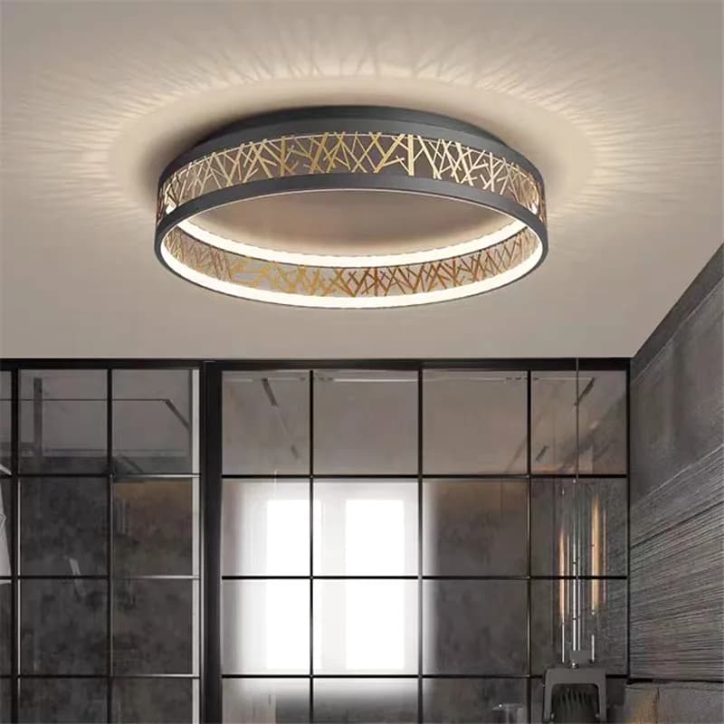 Anello LED retrò Lampadario a soffitto Lampada Art Déco in rete di ferro Decorazione della camera da letto di casa Sala studio Lampada dimmerabile per hotel Birdnest