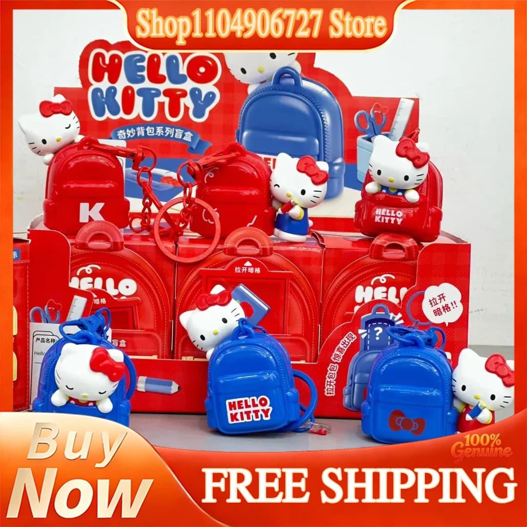 Hello Kitty Magic Backpack Series Blind Box Ciondolo Trendy Toys Figurine Ornamentali Portachiavi Regali da Collezione per Donne Adulte