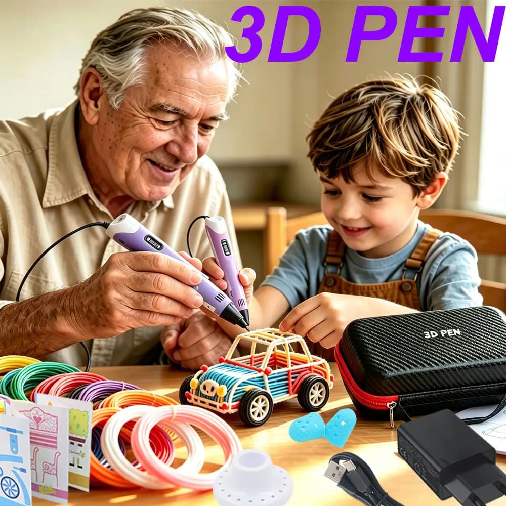 Amazing Popular 3D Printed Pen For Kids With Power Adapter LCD Display Travel Case 200M PLA Filament Birthday Christmas DIY Gift