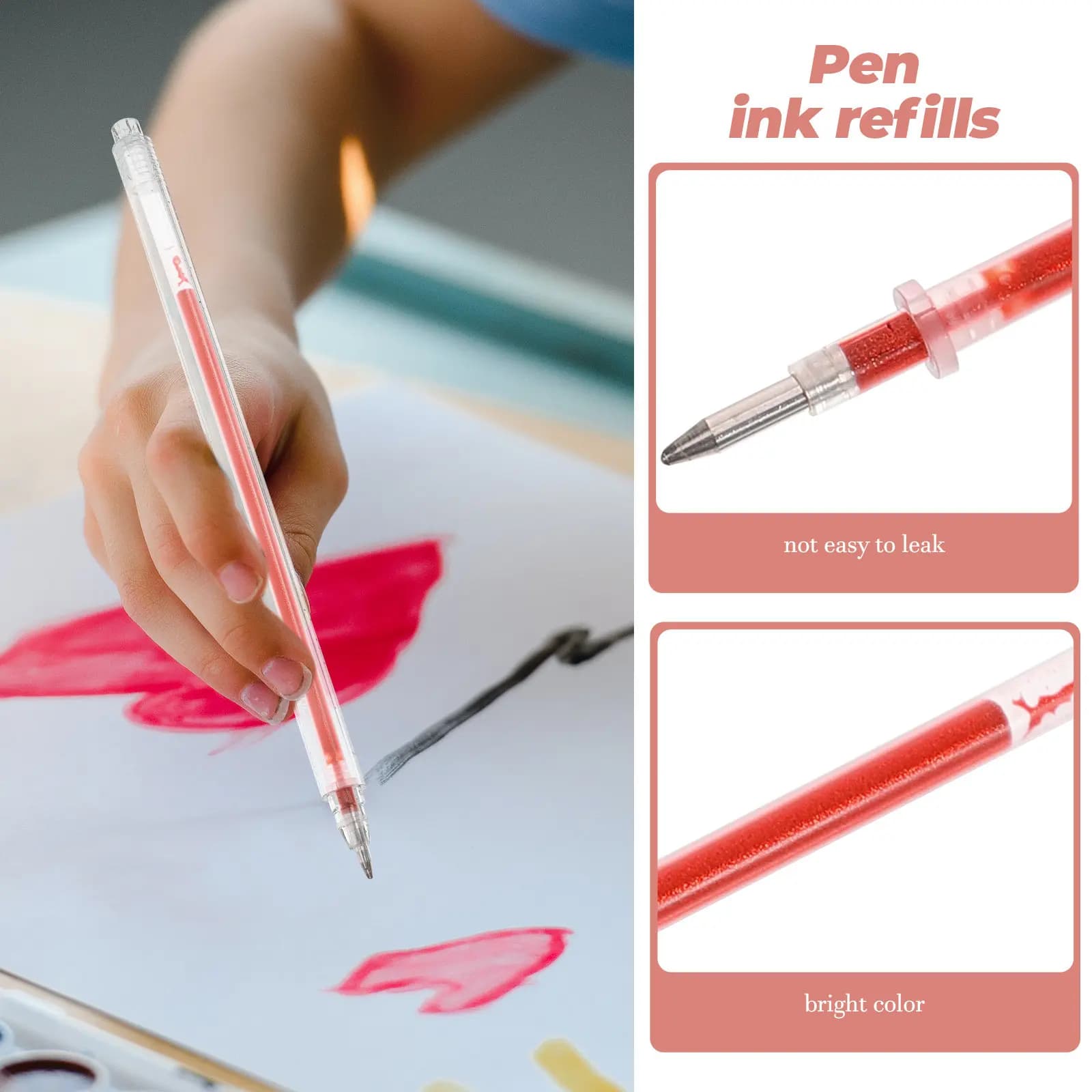 Set di 12 Ricariche per Penne Gel in Plastica, Inchiostro Glitterato per Scrittura Fluida, Forniture per Ufficio e Scuola, Set di Penne Colorate