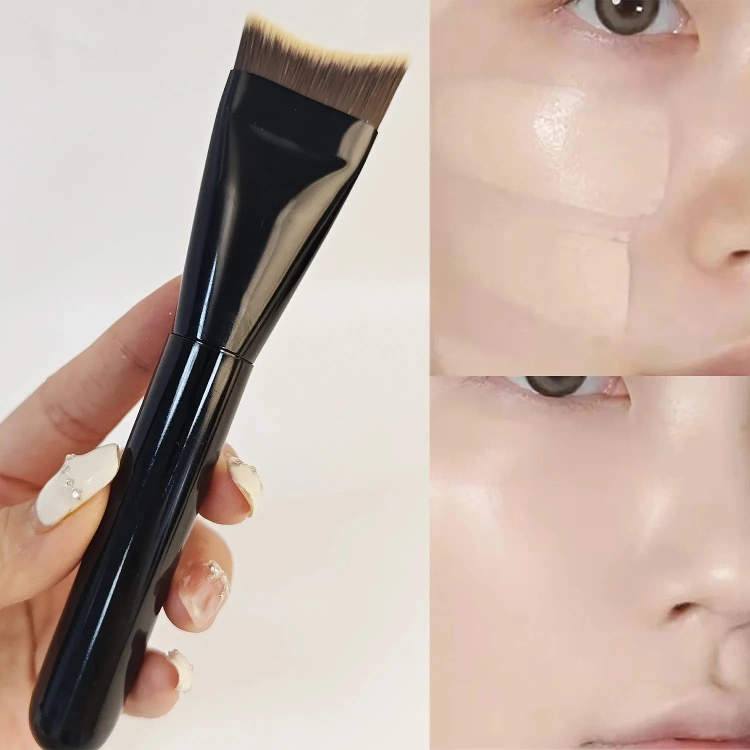 Arc-shaped Flat-head Ultra-thin Foundation Brush, Paint-free And Traceless Foundation Liquid Brush, Professional