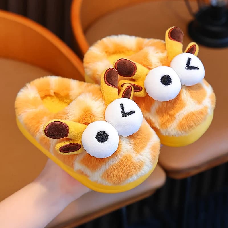 Cute Animal Design Winter Kids Slippers - Warm Plush Toddler House Shoes for Boys & Girls
