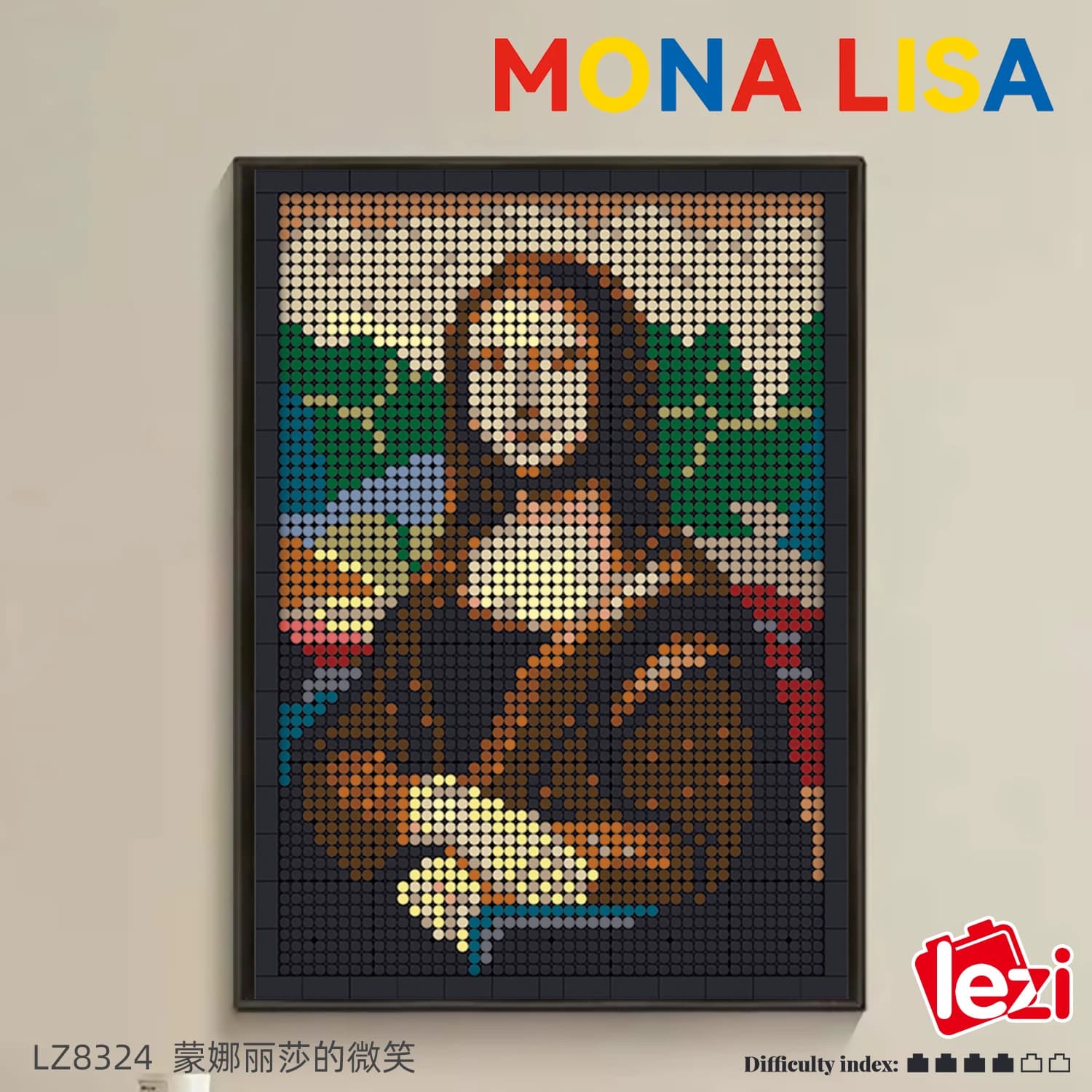 3624 Pezzi Blocchi da Costruzione Dipinto Murale della Monna Lisa, Decorazione Pendente per Mobili, Mattoncini da Assemblare, Giocattoli Regalo per Bambini