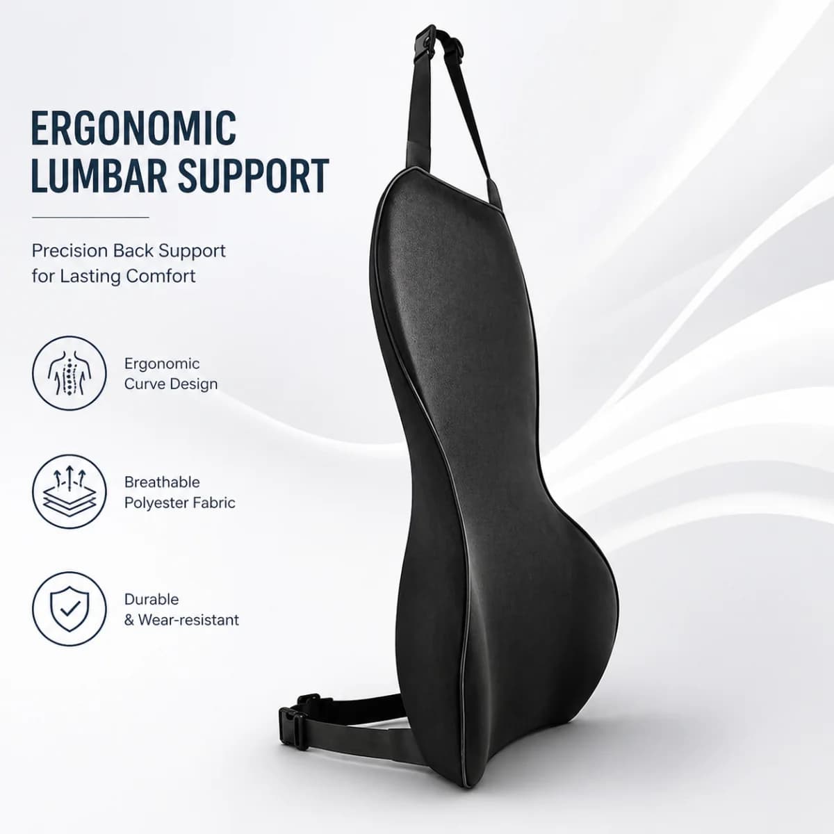 Cuscino Lombare in Memory Foam per Sedia da Ufficio, Auto, Sedia da Gaming, Sollievo dal Dolore Lombare, Essenziale per Casa e Ufficio