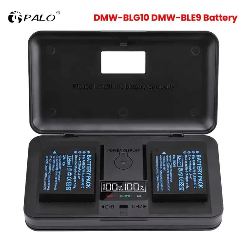 PALO 1280mAh DMW-BLG10 DMW BLG10 BLG10e BLE9 Battery + LCD type C charger case for Panasonic LUMIX GF5 GF6 GX7 LX100 GX80 GX85