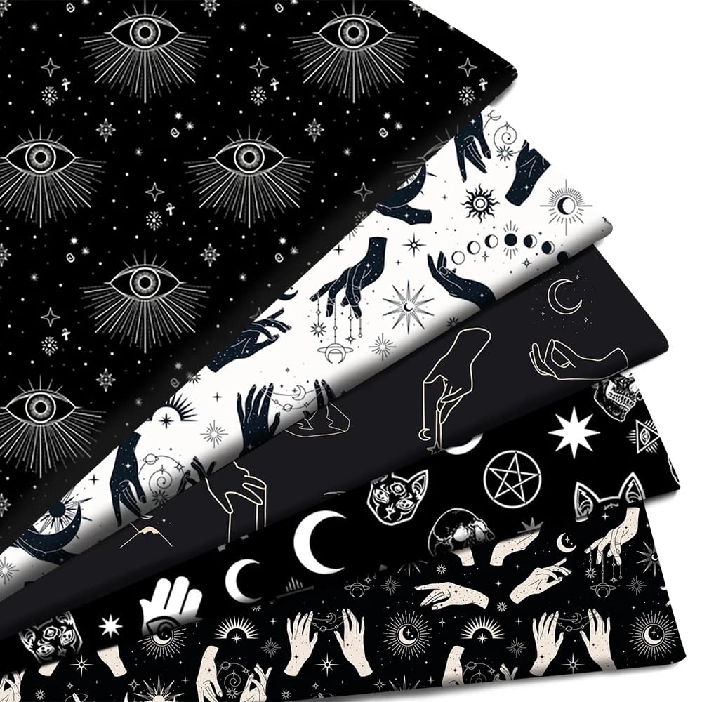 Ouija Hand Cat Eyes Moon stampato poliestere puro cotone materiale al metro Patchwork tessuto cucito Quilting tessuti ricamo