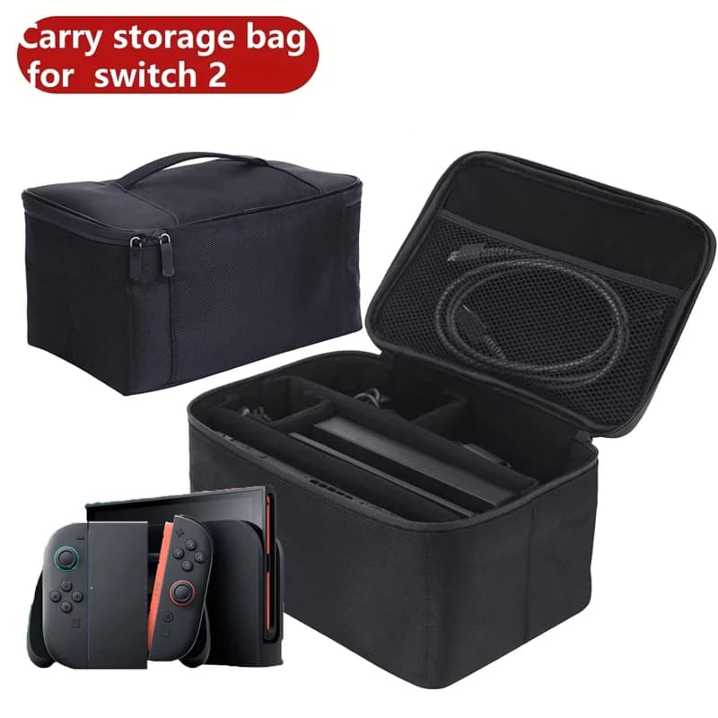 Per Switch 2 2025 Borsa portaoggetti grande, Custodia protettiva da viaggio per Switch2 Gioco antigraffio Accessori NS2 Nero