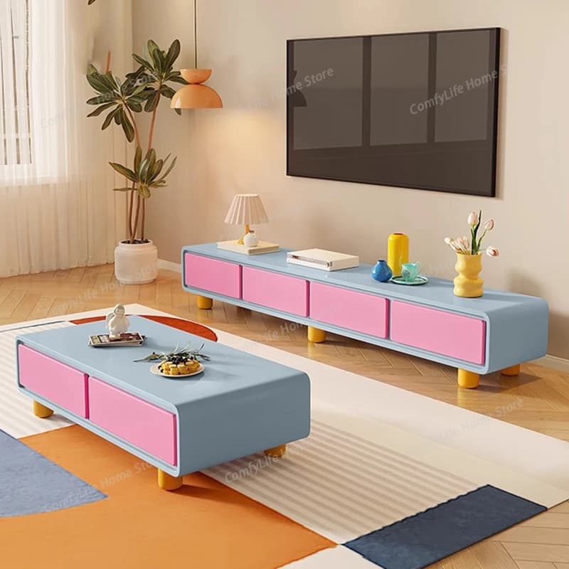 Mobile TV da Soggiorno Moderno con Cassetti, Tavolo Porta TV da Terra, Mobile Intrattenimento Designer con Spazio Contenitore, Arredamento Casa