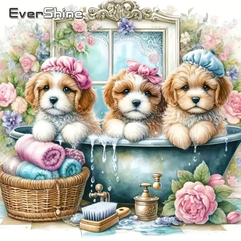 EverShine DIY Diamond Mosaic Dog New Arrival Diamond Painting Animal Acrylic Craft Supplies Embroidery Art Home Decoration