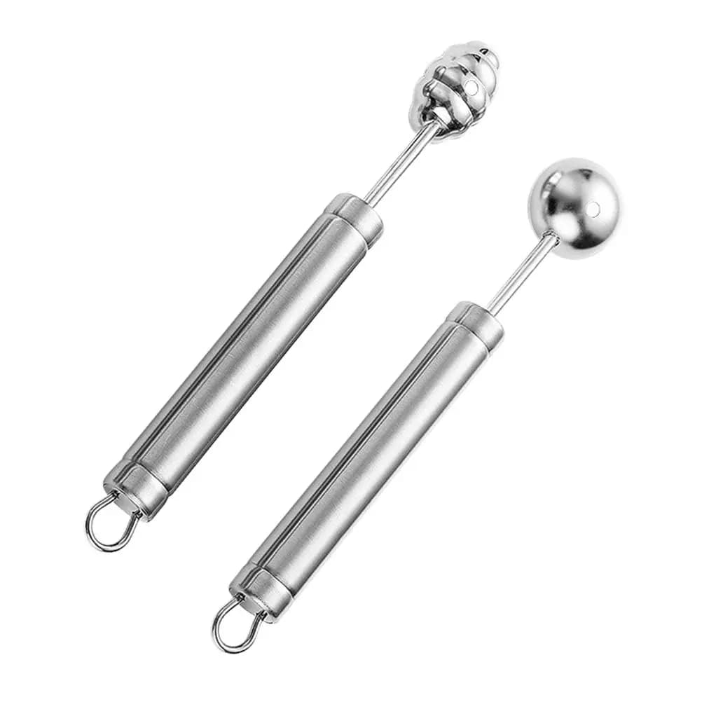 Set of 2 stainless steel ice cream balls, spoon for melon balls, tablespoon for ice cream, fruit spoon, kitchen utensils, spoon for melon balls and fruit