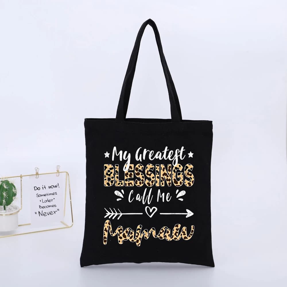 Leopard Print Letter Graphic Canvas Tote Bag, Casual Style for Daily Shopping and Errands