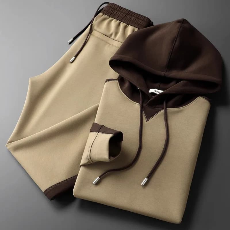 Set di abbigliamento sportivo con cappuccio casual di nuova moda europea primavera e autunno Set di pantaloni slim a gamba dritta Temperamento da uomo Set da 2 pezzi