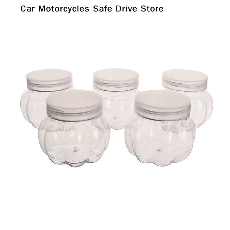 5 jars of 150 ml in the form of pumpkin, in transparent plastic with lid, for candies, biscuits, cereals, tea, dressings, storage containers, kitchen accessories