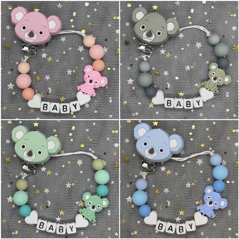 Clip per ciuccio per bambini personalizzate gratuite Nome personalizzato Giocattoli per la dentizione Clip per porta capezzoli fittizi Catena Accessori per neonati Regalo per neonati