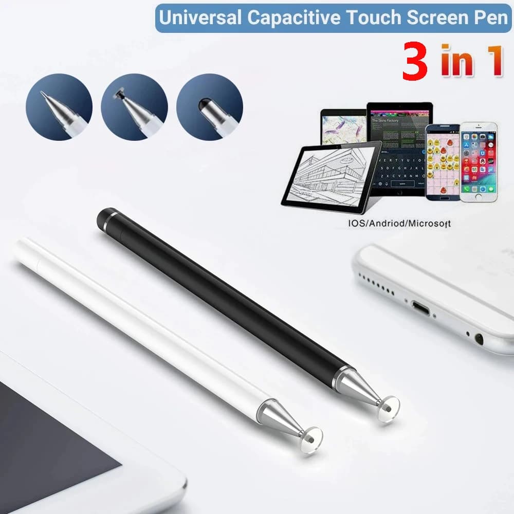 Penna stilo 3 in 1 per iPad Samsung Xiaomi Tablet Smart Phone Matita Apple per iOS Android Touch Pen Disegno Matita capacitiva