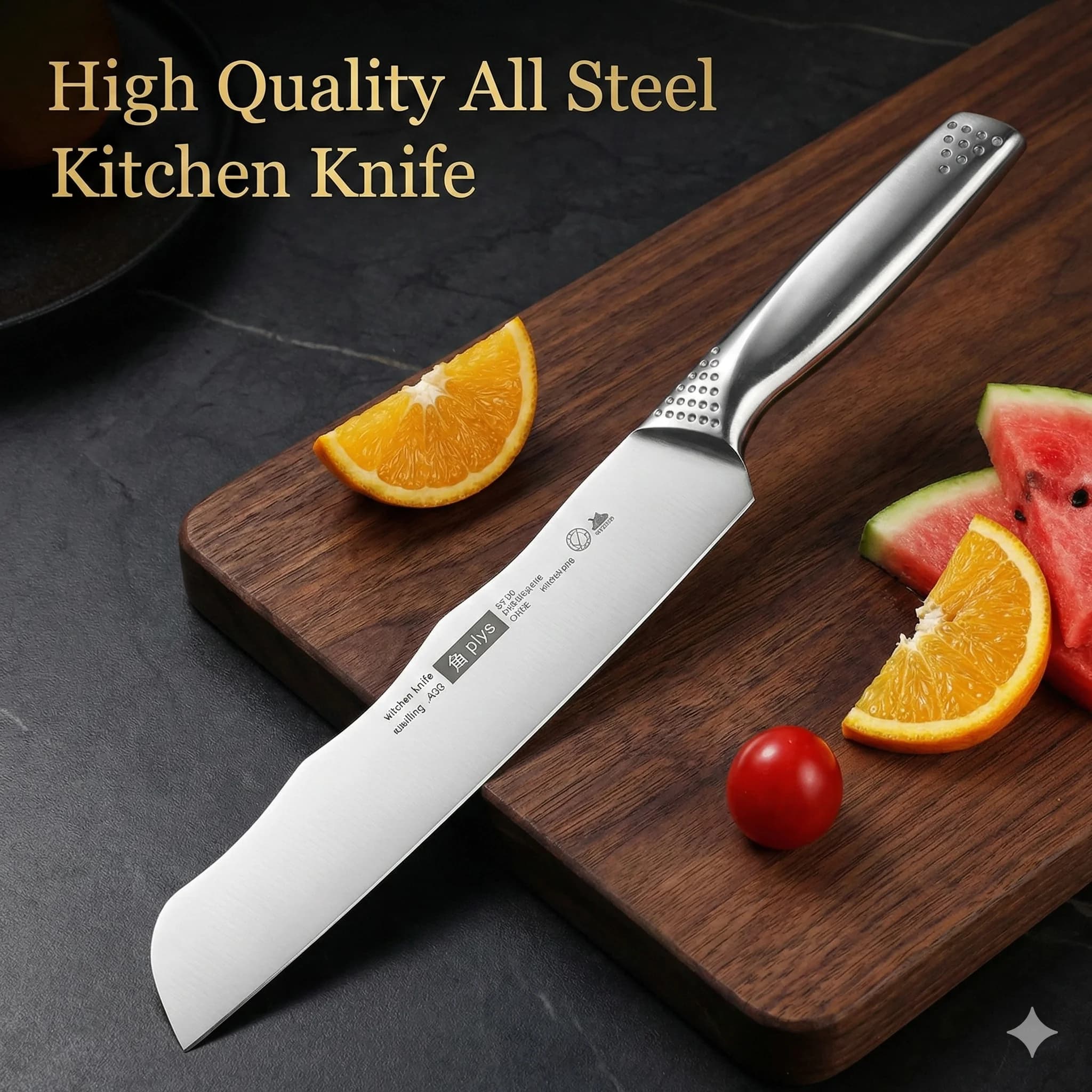 Coltello da chef di alta qualità interamente in acciaio - Coltello da cucina multifunzionale affilato per affettare carne, pane e frutta, manico ergonomico con copertura