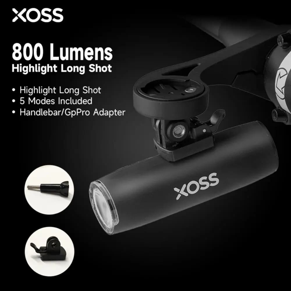 XOSS XL200/400/800/1200 Luce anteriore in alluminio Luce per bicicletta ricaricabile per bicicletta MTB Lampada frontale Fari Accessori bici