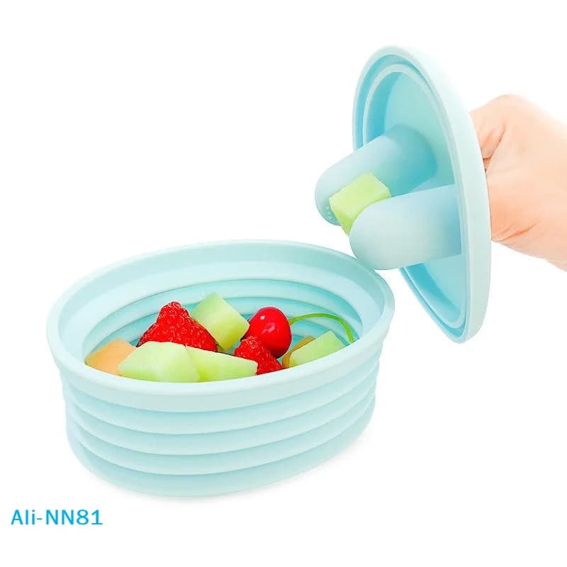 Contenitore per Snack in Silicone Antigoccia e Antimacchia con Coperchio, Pieghevole, per Frutta Secca, Noci e Caramelle