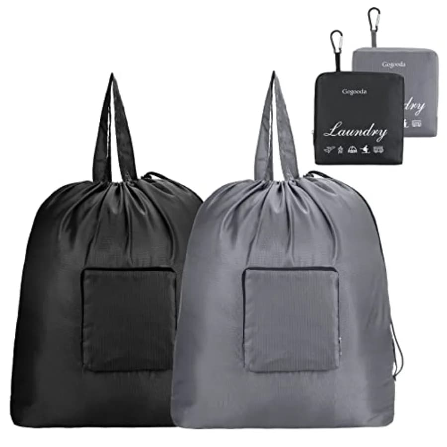 Sacchi per biancheria da viaggio con chiusura a coulisse XL, grandi, pieghevoli, per vestiti sporchi, con maniglia, resistenti e lavabili, per il college