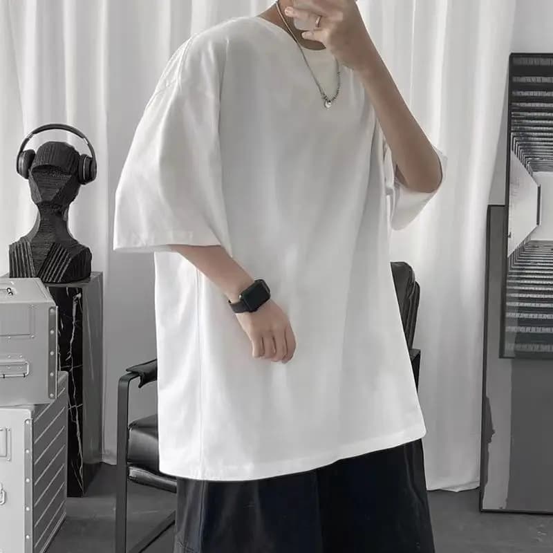 2026 Summer Mens Soild Color T Shirts Male Casual Short Sleeve Classical Tee Mens Cotton Oversized Hip-Hop Top Tees