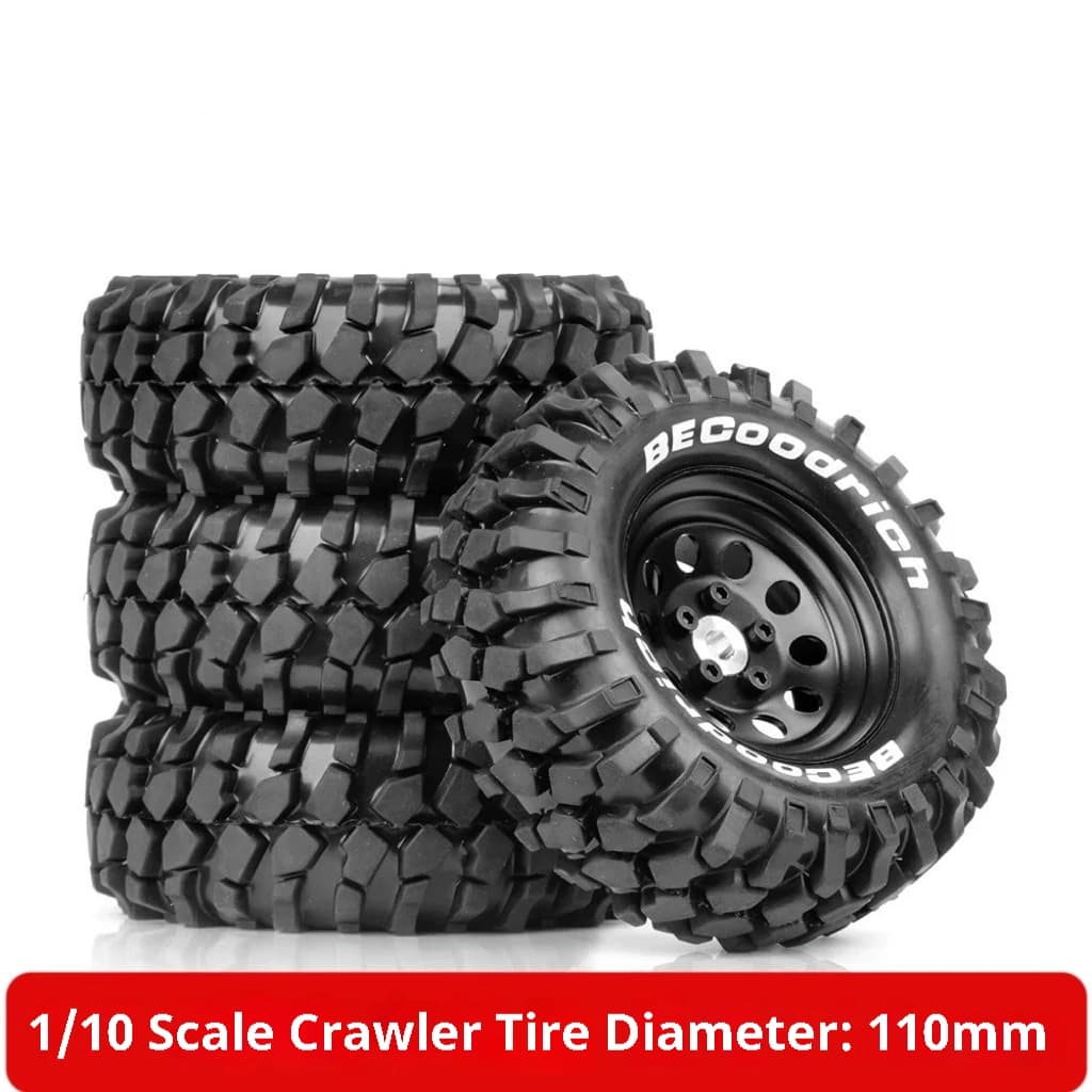 Pneumatico in gomma per RC Crawler 1/10, cerchio in metallo Beadlock da 1,9 pollici, diametro 110 mm per auto RC Crawler fuoristrada NT4 SCX10 FMS