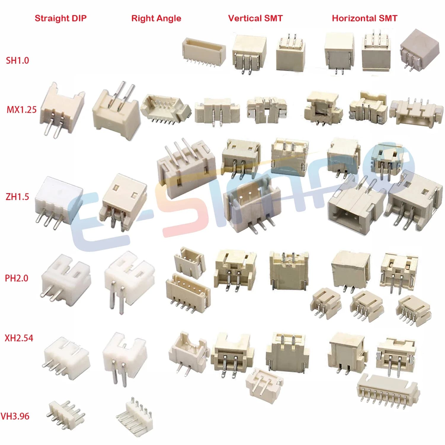 100 pz JST1.25 SH1.0 ZH1.5 PH2.0 XH2.54 Dritto DIP Ad Angolo Retto Verticale SMT Orizzontale SMD PCB Maschio Placca Connettore