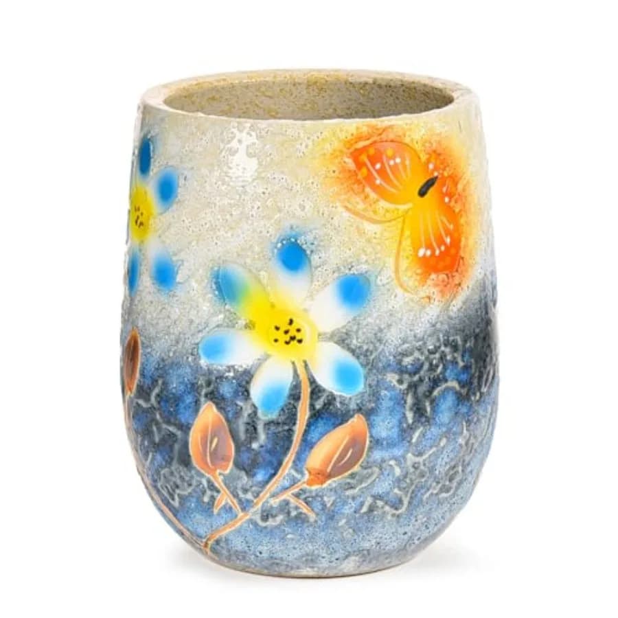 Vaso per Piante Succulente in Ceramica da 10,6 Pollici con Foro di Drenaggio, Vasi Dipinti a Mano per Piante, Texture Unica, Fioriera Decorativa